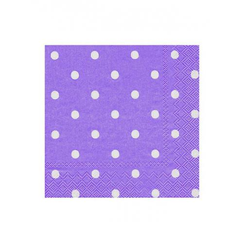 BEYAZ PUANTİYELİ MOR KAĞIT PEÇETE