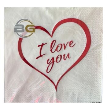KIRMIZI I LOVE YOU VARAK BASKILI KAĞIT PEÇETE