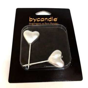 Gümüş Kalp Mum 2 Adet