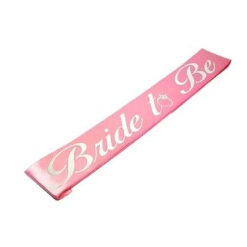BRİDE TO BE KUŞAK PEMBE GÜMÜŞ BASKILI