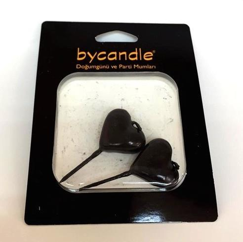 Siyah Kalp Mum 2 Adet