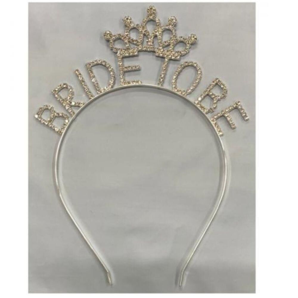 METAL TAŞLI TAÇ BRİDE KRALİÇE GOLD