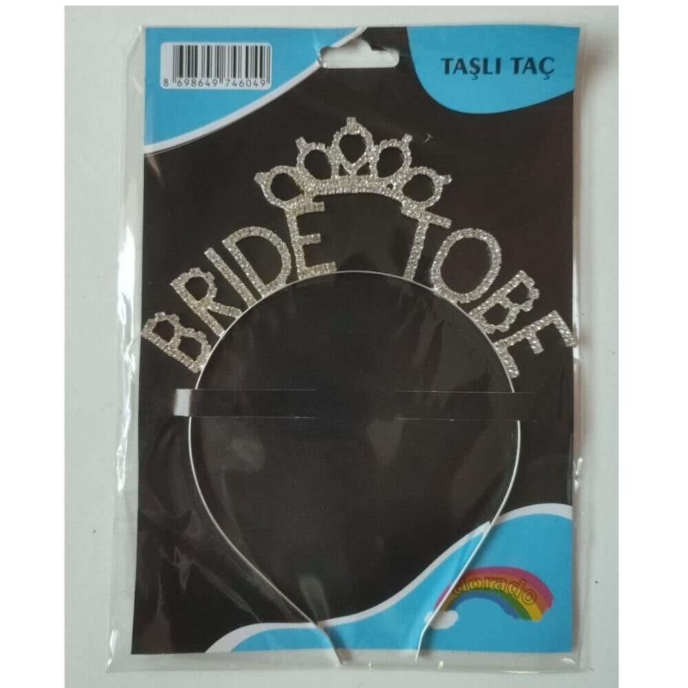 METAL TAŞLI TAÇLI TAÇ BRIDE TO BE GÜMÜŞ