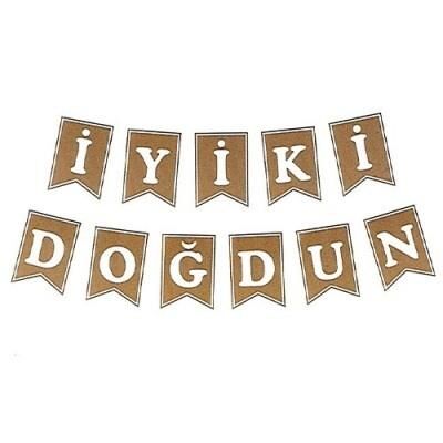 İYİ Kİ DOĞDUN KRAFT BAYRAK SET BEYAZ YAZI