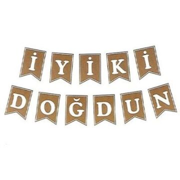 İYİ Kİ DOĞDUN KRAFT BAYRAK SET BEYAZ YAZI