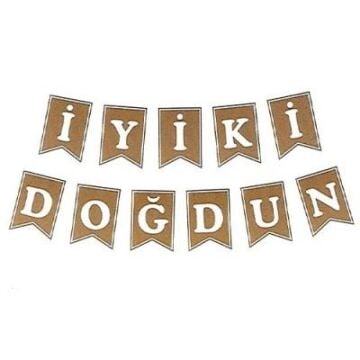 İYİ Kİ DOĞDUN KRAFT BAYRAK SET BEYAZ YAZI