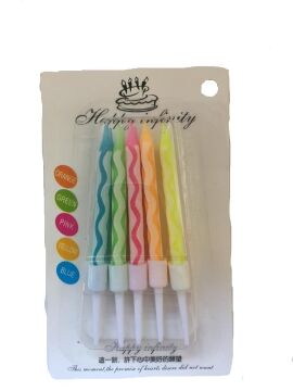 Renkli Küçük Pasta Mum 10 Adet