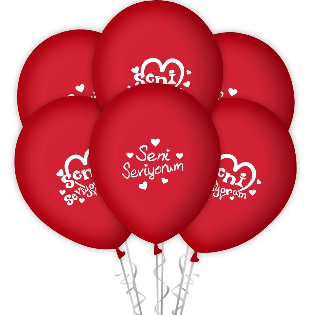1+1 SENİ SEVİYORUM BASKILI KIRMIZI BALON