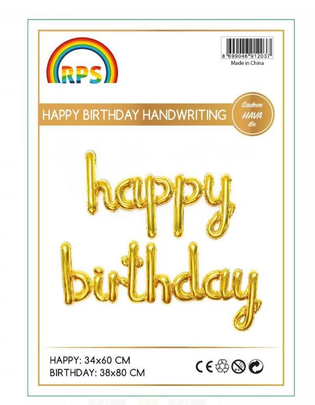 Gold Happy Birthday (Kendin Şişir)