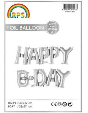 Happy Birthday Folyo Balon Gümüş