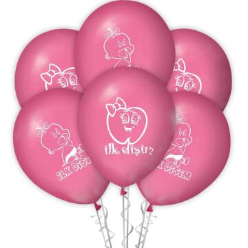 1+1 İLK DİŞİM ÇIKTI BASKILI PEMBE BALON