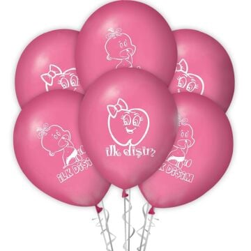 1+1 İLK DİŞİM ÇIKTI BASKILI PEMBE BALON