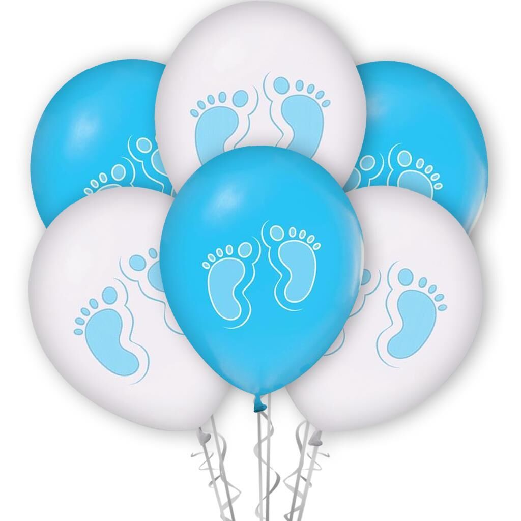 Minik Ayaklar Erkek Baskılı 12'' Metalik Balon Mavi Renk ( 100 Adet )