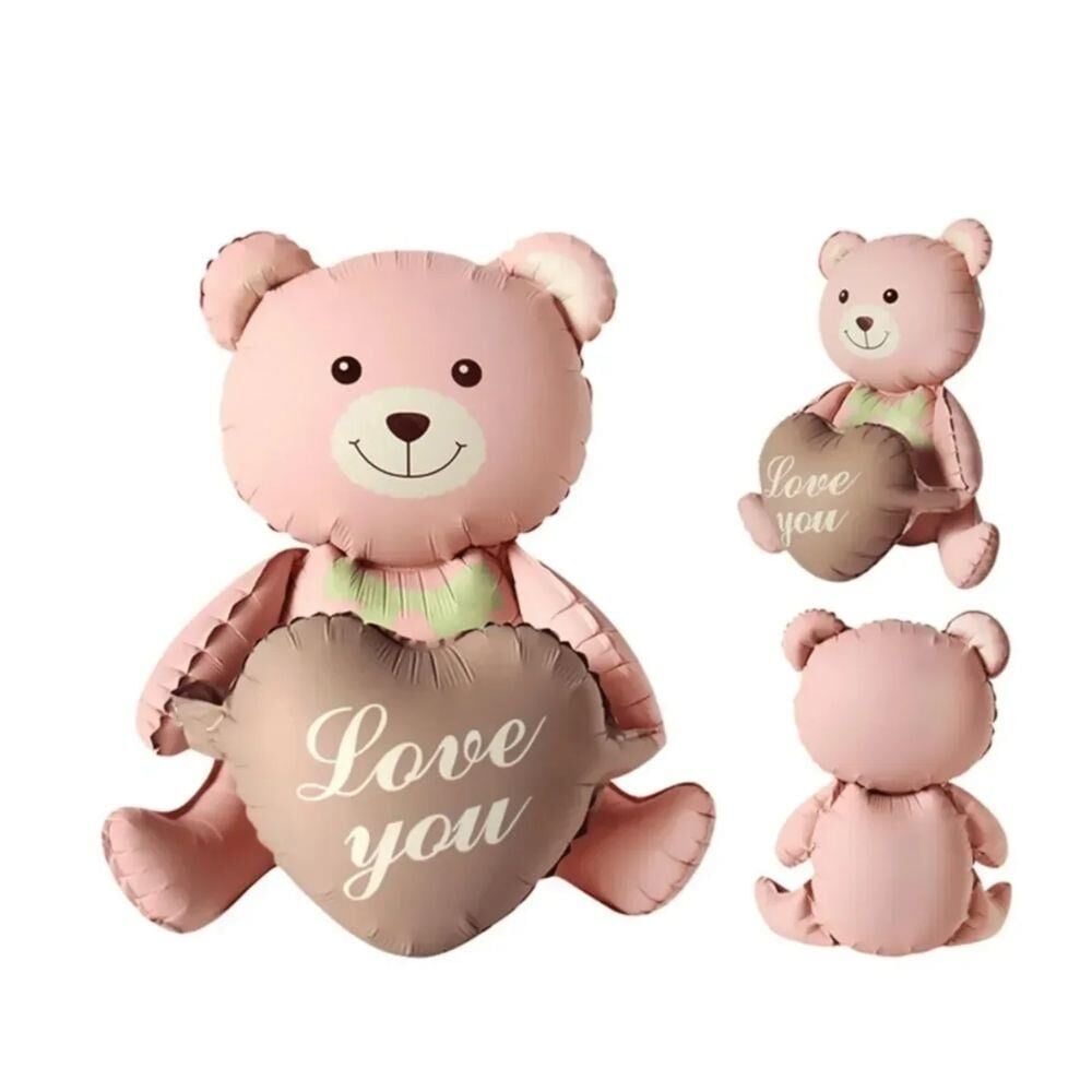 PEMBE KALPLİ OTURAN AYI FOLYO BALON