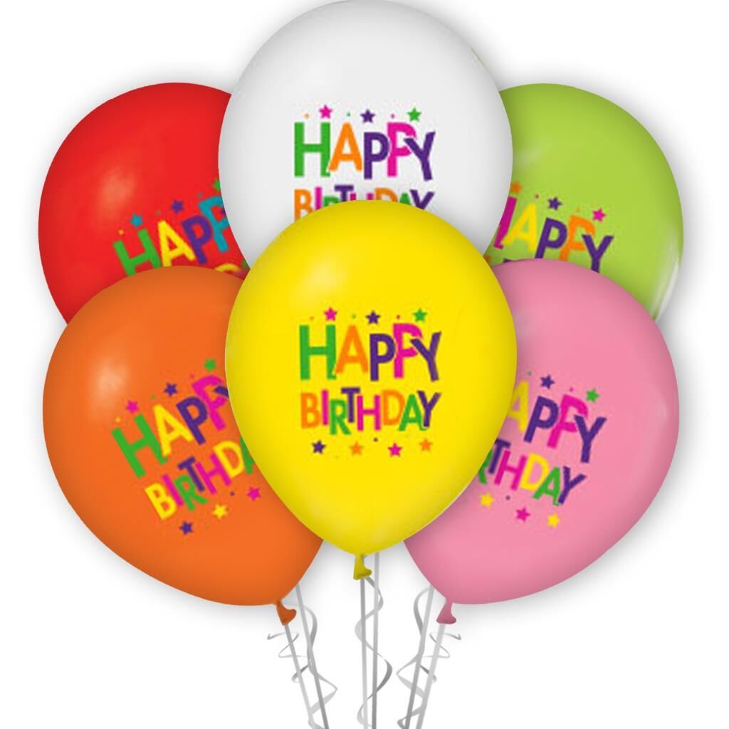 Happy Birthday Baskılı Superstar 12'' Patel Balon Karışık Renk ( 100 Adet )