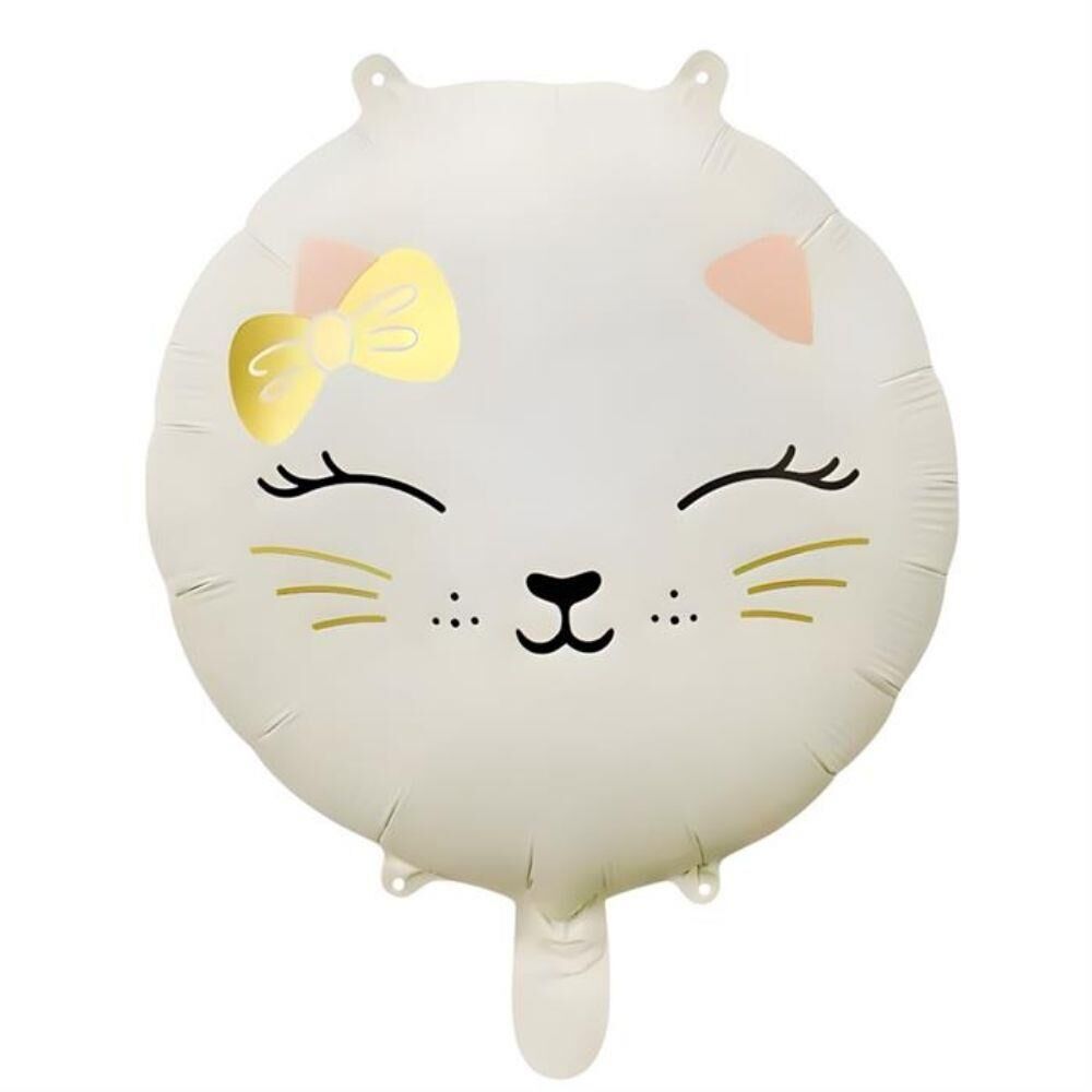 YUVARLAK RETRO BEYAZ KEDİ KAFASI FOLYO