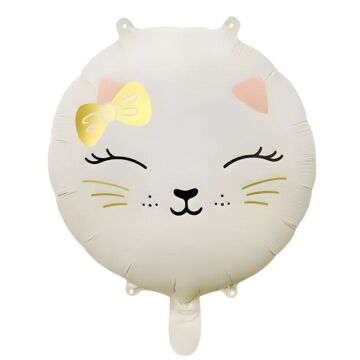 YUVARLAK RETRO BEYAZ KEDİ KAFASI FOLYO