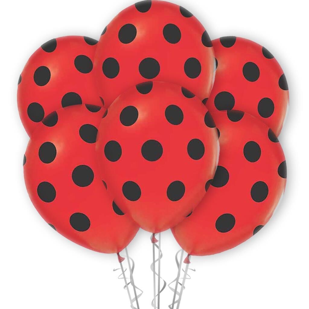 Ç.ÇEVRE SİYAH PUANTİYE BASKILI KIRMIZI BALON