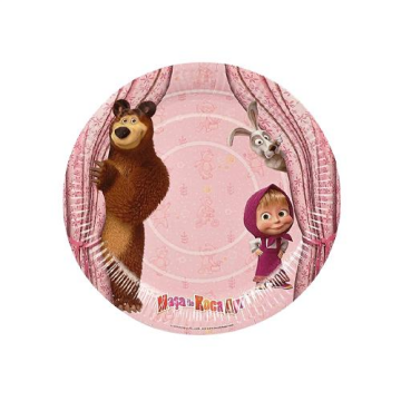 Masha İle Koca Ayı Baskılı Lisanslı Karton Tabak ( 6 Adet )