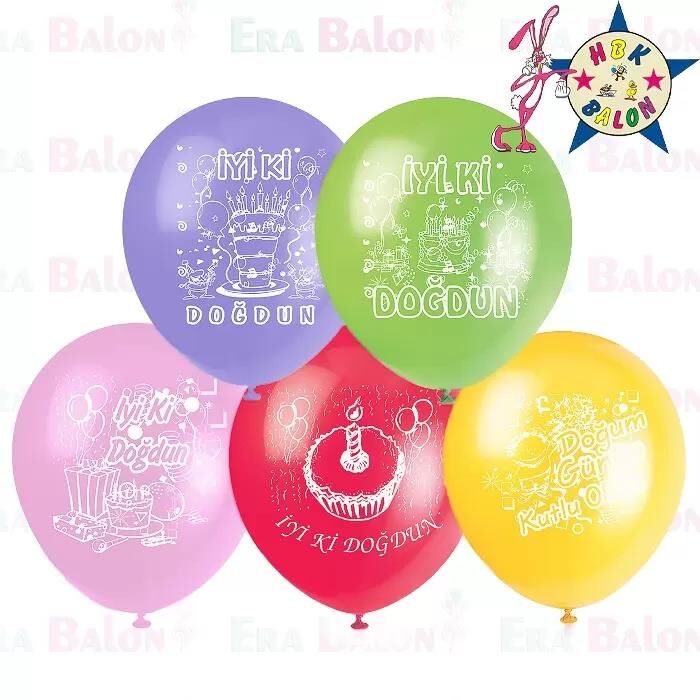 1+1 İYİ Kİ DOĞDUN BASKILI KARIŞIK BALON