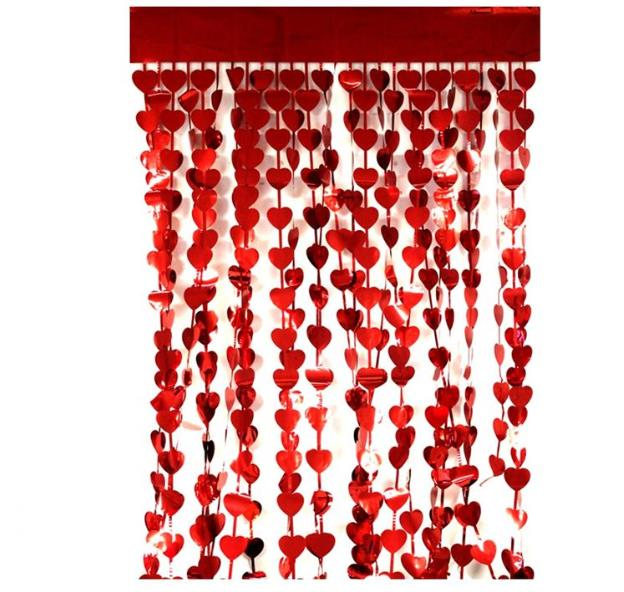 Metalize Kapı Perdesi Kalpli