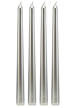 Şamdan Mumu Gümüş Renk 4 Adet 24 Cm Boy 2 Cm Çap