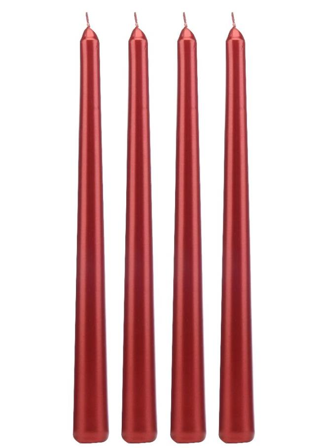 Şamdan Mumu Kırmızı Renk 4 Adet 24 Cm Boy 2 Cm Çap