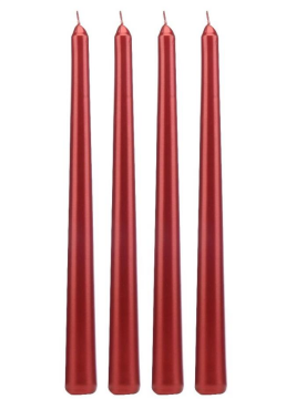 Şamdan Mumu Kırmızı Renk 4 Adet 24 Cm Boy 2 Cm Çap