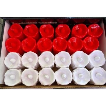 GÜN IŞIĞI KIRMIZI-BEYAZ LED Lİ  MUM 4 CM