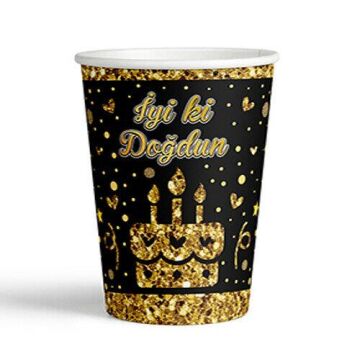 İYİ Kİ DOĞDUN GOLD KARTON BARDAK ( P.C )