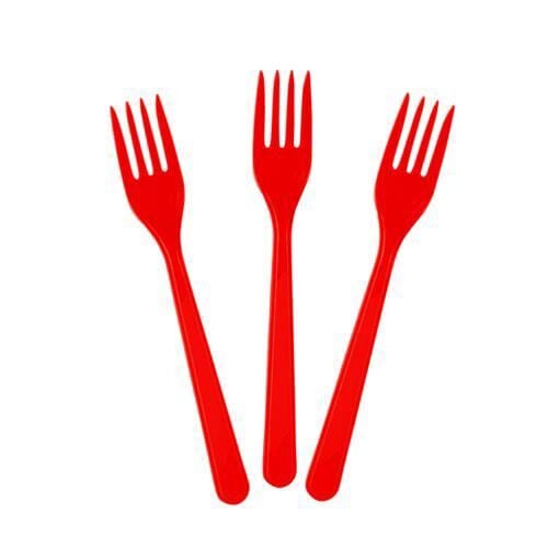 KIRMIZI PLASTİK ÇATAL ( 25 Lİ )