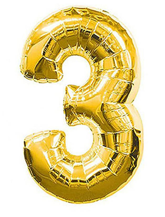 S/SHAPE FOLYO BALON RAKAM -3- GOLD