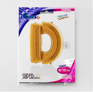 S/SHAPE FOİL BALON - LETTER -D- GOLD