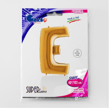 S/SHAPE FOİL BALON - LETTER -E- GOLD