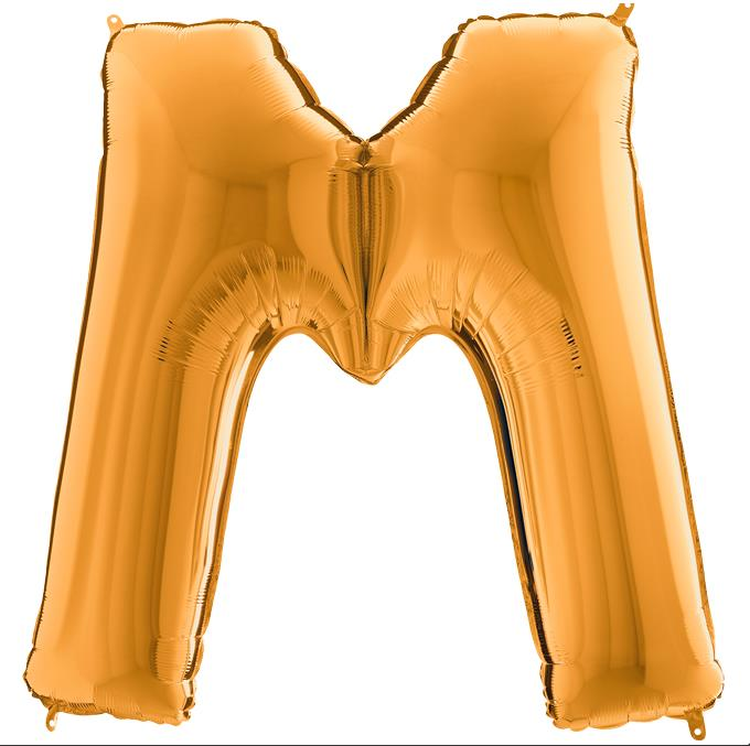 S/SHAPE FOİL BALON - LETTER -M- GOLD