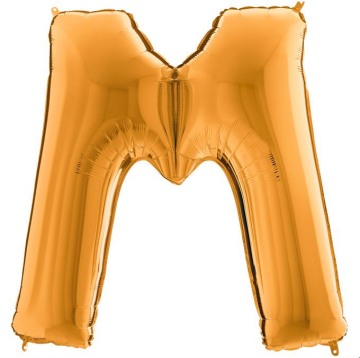 S/SHAPE FOİL BALON - LETTER -M- GOLD
