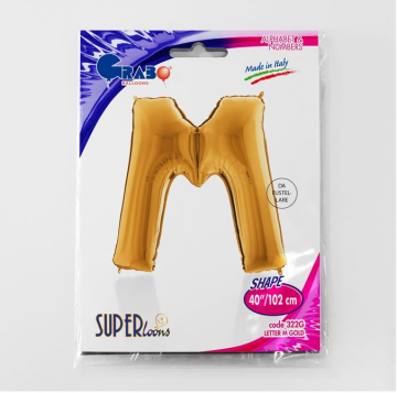S/SHAPE FOİL BALON - LETTER -M- GOLD