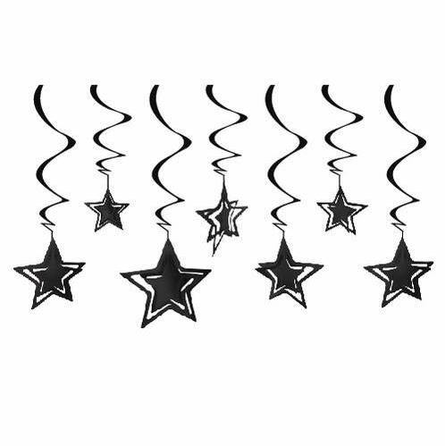 3 BOYUTLU YILDIZ TAVAN SARKIT SÜS - SİYAH