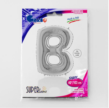 S/SHAPE FOİL BALON - LETTER -B- SILVER