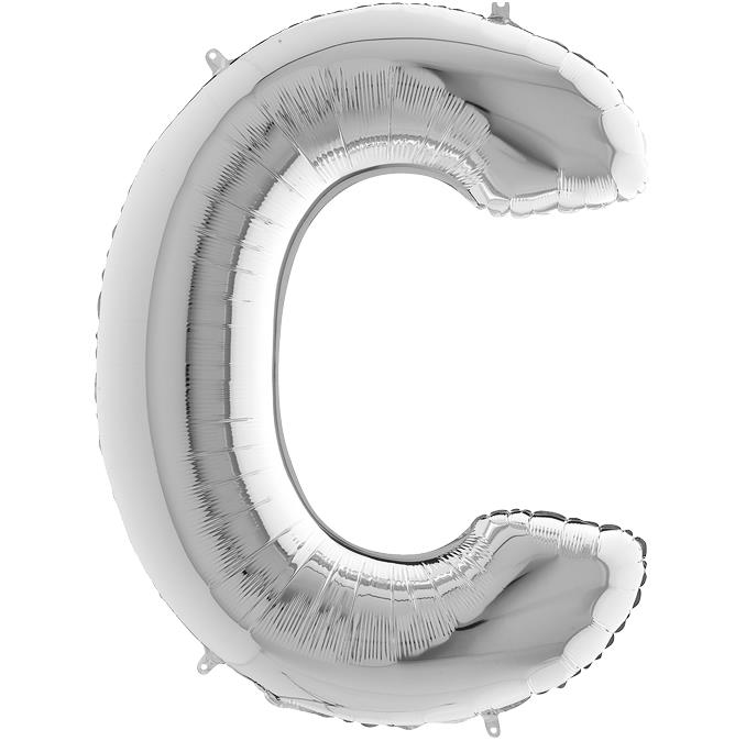 S/SHAPE FOİL BALON - LETTER -C- SILVER