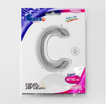 S/SHAPE FOİL BALON - LETTER -C- SILVER