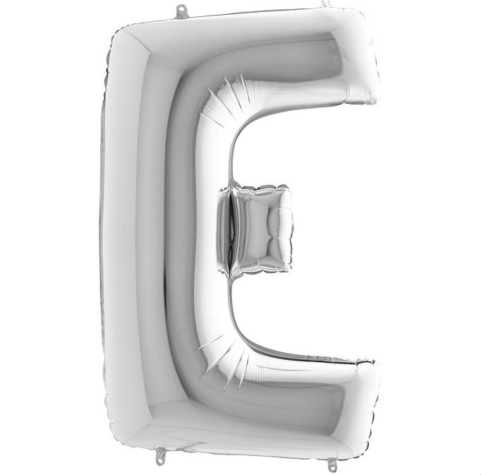 S/SHAPE FOİL BALON - LETTER -E- SILVER