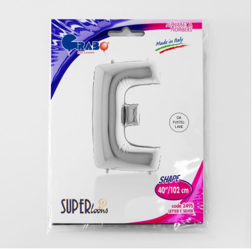 S/SHAPE FOİL BALON - LETTER -E- SILVER