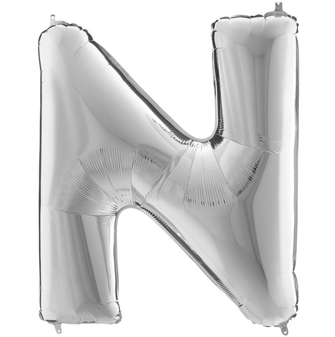 S/SHAPE FOİL BALON - LETTER -N- SILVER