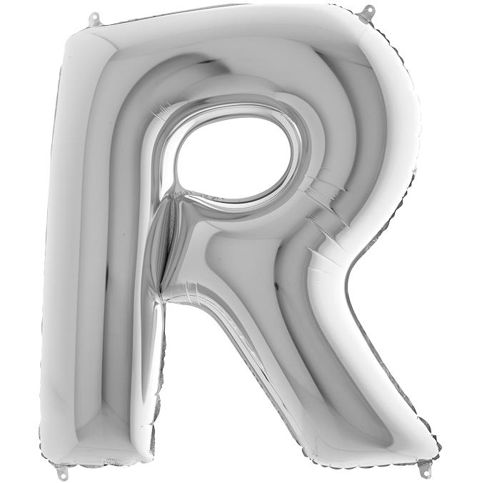 S/SHAPE FOİL BALON - LETTER -R- SILVER
