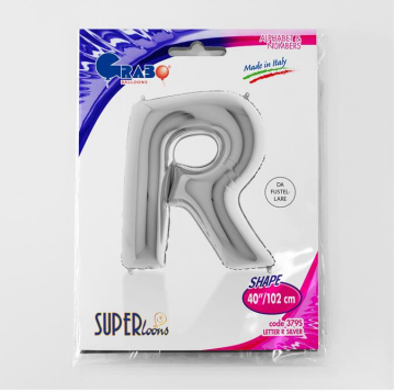 S/SHAPE FOİL BALON - LETTER -R- SILVER