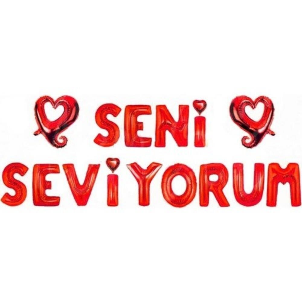KALPLİ SENİ SEVİYORUM KIRMIZI SET FOLYO BALON