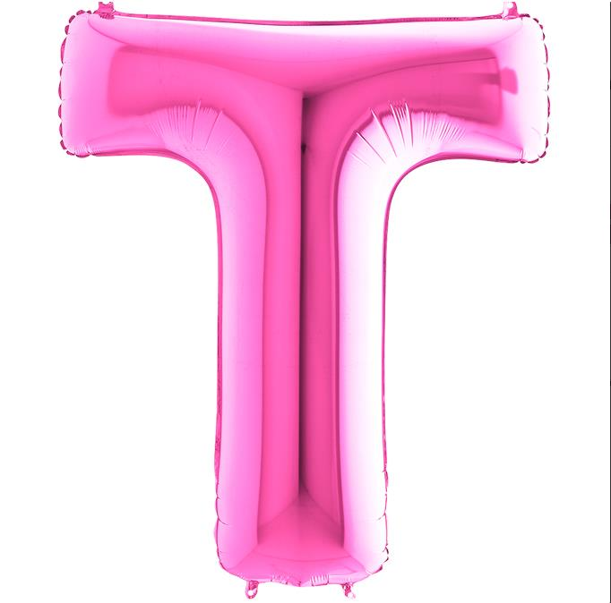 S/SHAPE FOİL BALON - LETTER -T- PINK