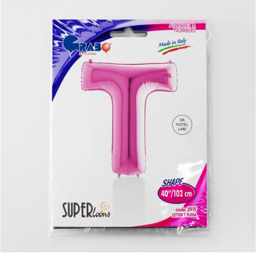 S/SHAPE FOİL BALON - LETTER -T- PINK