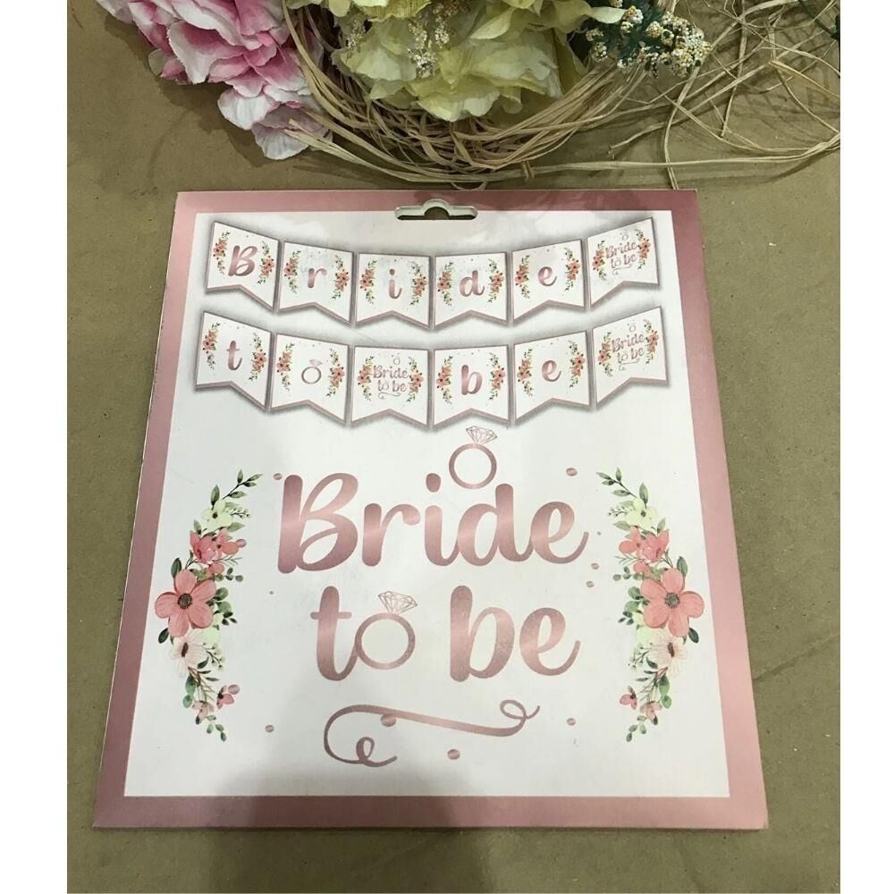 BRİDE TO BE ÇİÇEKLİ ZİKZAK BANNER